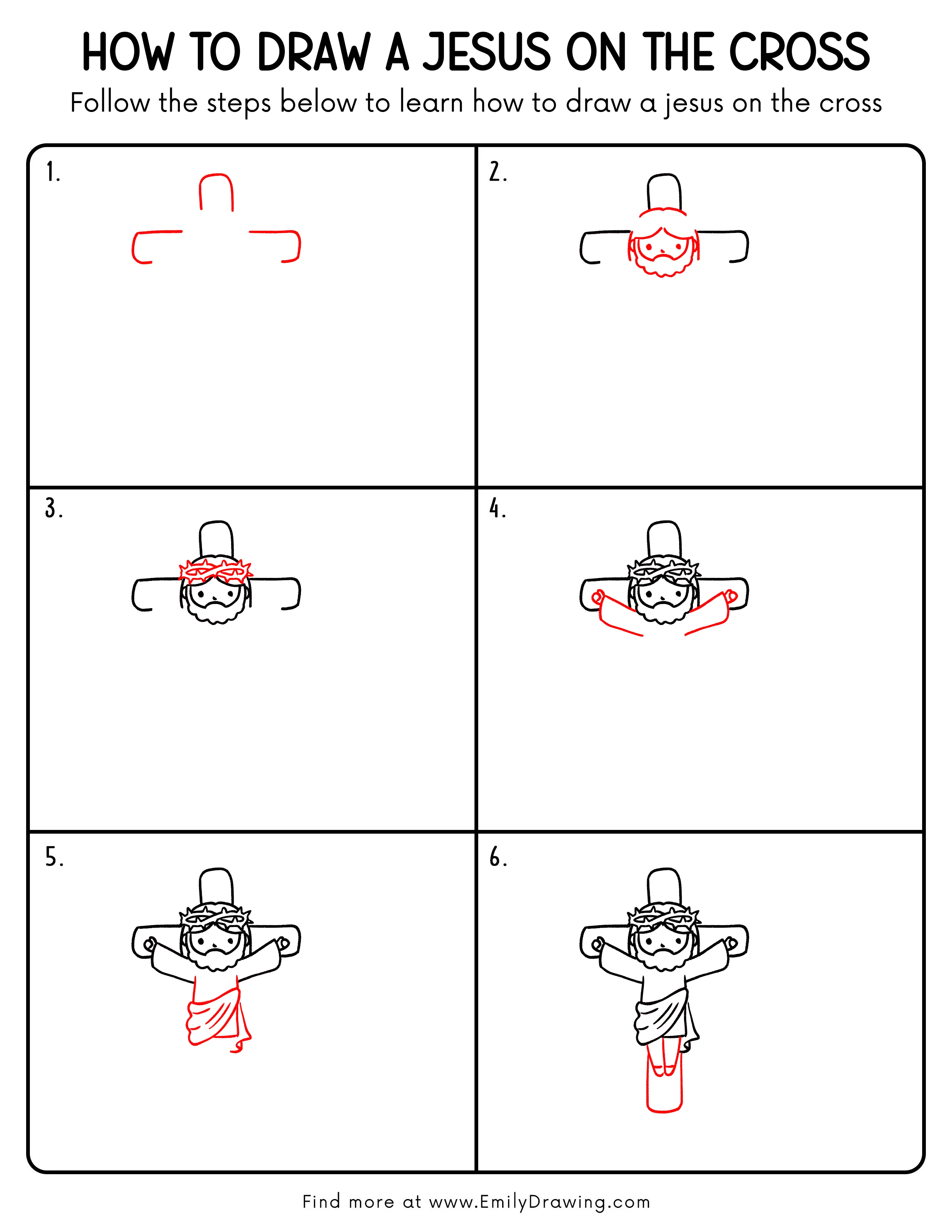 Printable Jesus On The Cross Drawing Guide